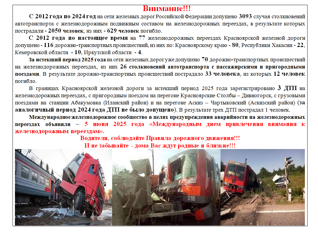 Международный день привлечения внимания к железнодорожным переездам.
